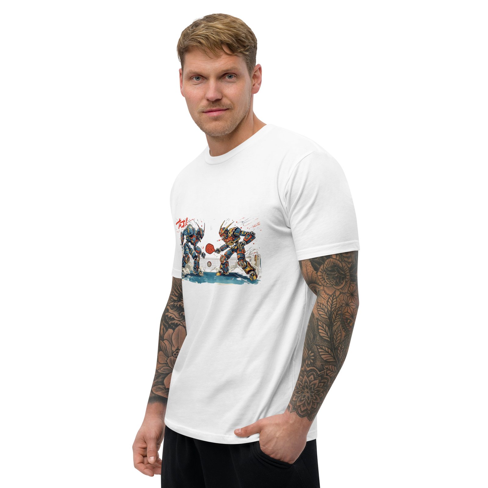 Short Sleeve Fitted Anime Fighting T-Shirt - Image 2