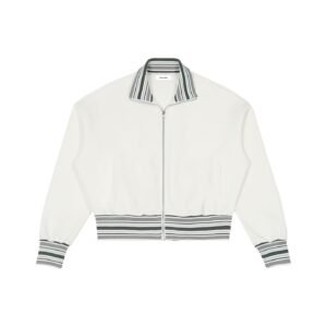 Striped Rib Collar Zip Jacket
