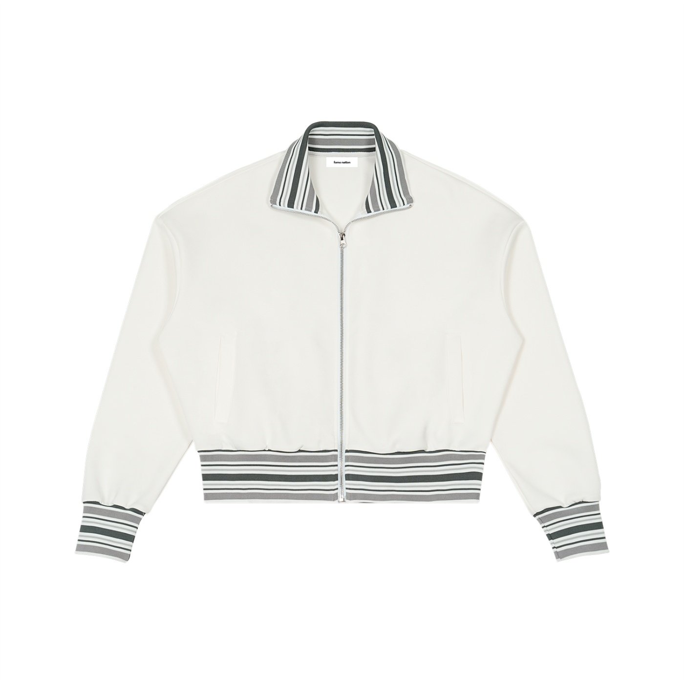 Striped Rib Collar Zip Jacket
