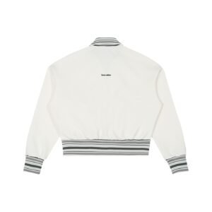 Striped Rib Collar Zip Jacket