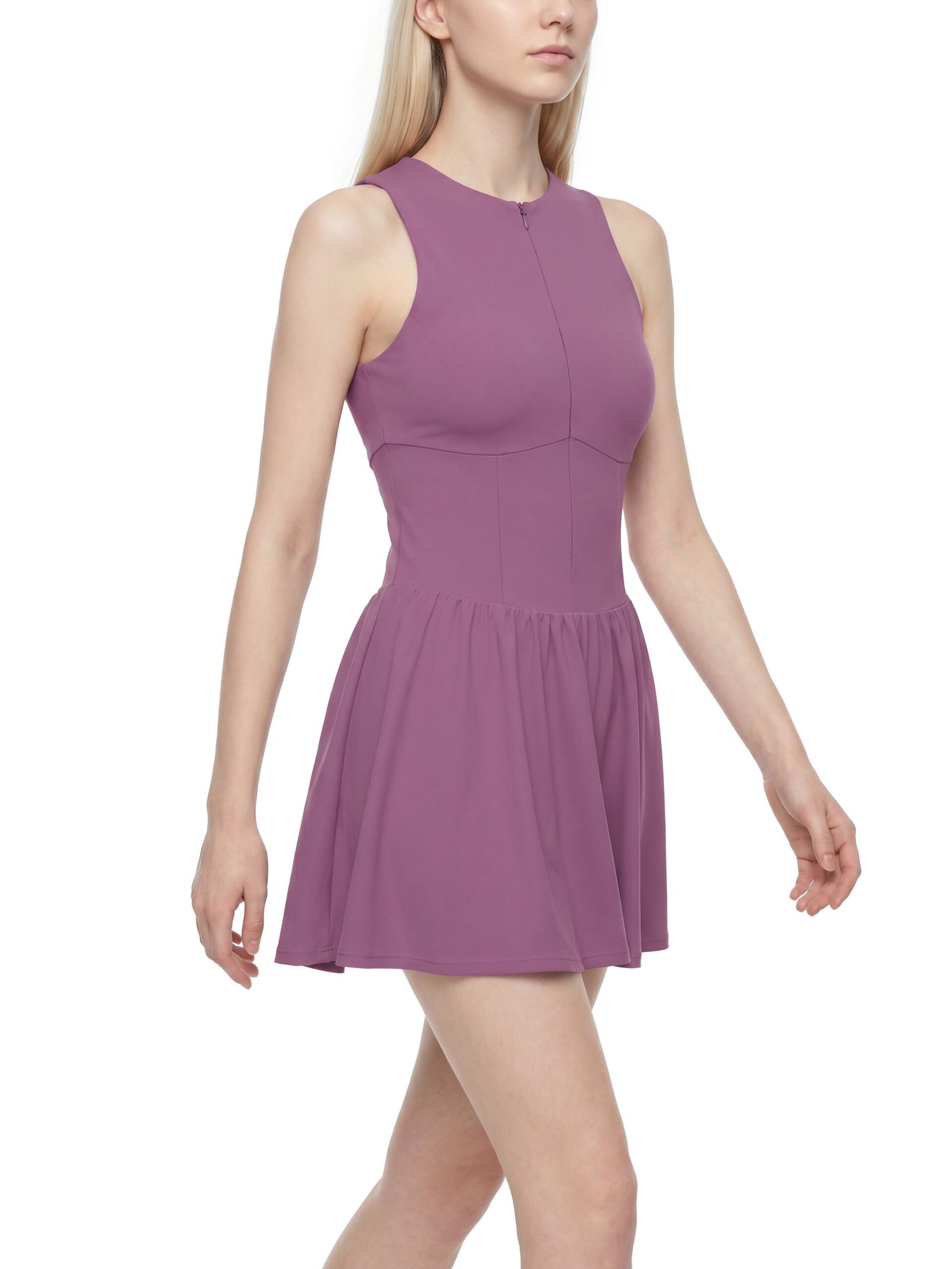 Women’s Ruched Sleeveless Full-Zip Dress - Image 12
